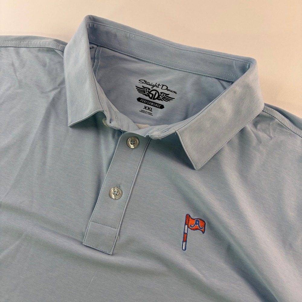 Straight Down Performance Polo Mens XXL Light Blue Alotian Club Golf Shirt XXL